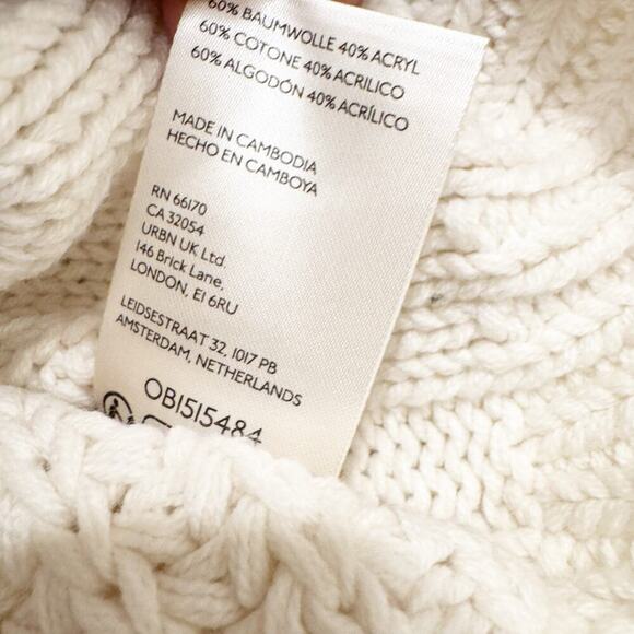 Free People Bell Song Knit Pointelle Sweater Long Sleeve  Bone White Size M NWT - Picture 12 of 13